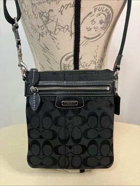 Coach Penelope Sig C Canvas & Leather Crossbody Bag Black 42190